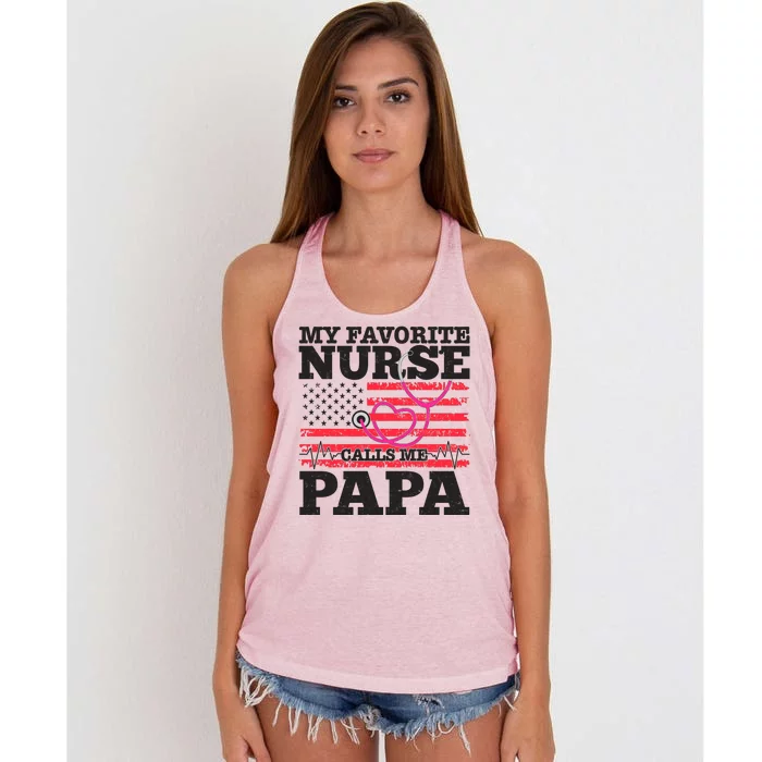 My Favorite Nurse Calls Me Papa Women's Knotted Racerback Tank