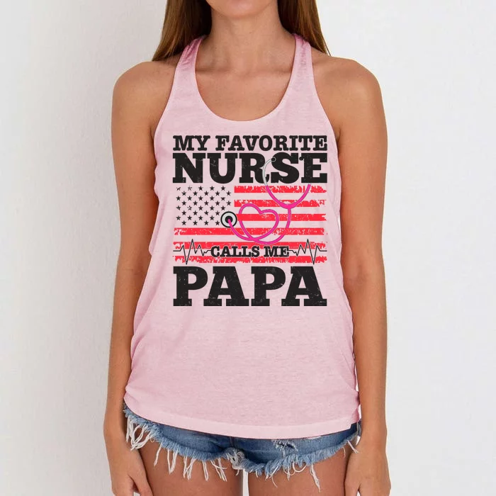 My Favorite Nurse Calls Me Papa Women's Knotted Racerback Tank