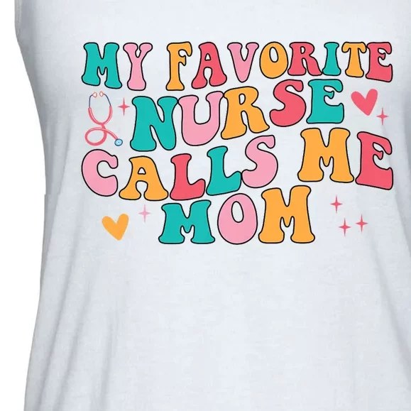 My Favorite Nurse Calls Me Mom Retro Groovy Ladies Essential Flowy Tank