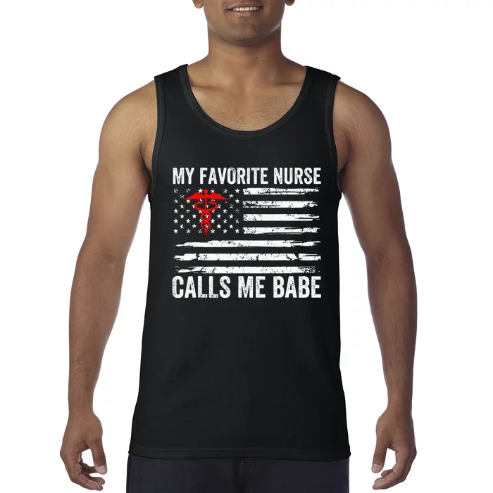 My Favorite Nurse Calls Me Babe American Flag For Boyfriend Tank Top