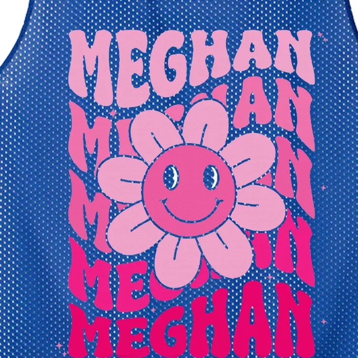 Meghan First Name I Love Meghan Groovy 80S Mesh Reversible Basketball Jersey Tank