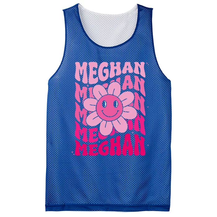 Meghan First Name I Love Meghan Groovy 80S Mesh Reversible Basketball Jersey Tank