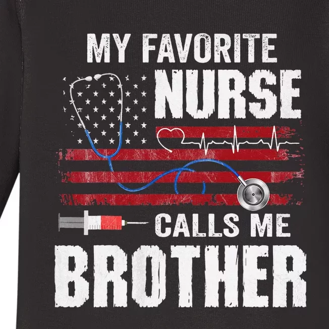 My Favorite Nurse Calls Me Brother Father's Day Baby Long Sleeve Bodysuit