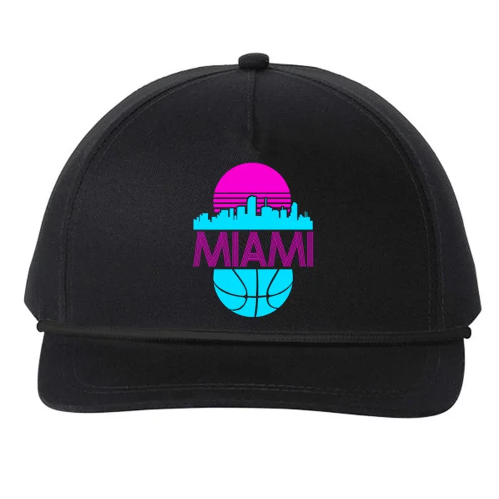 Miami Florida Neon Retro Logo Snapback Five-Panel Rope Hat