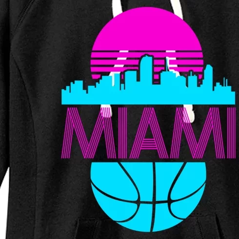 Miami Florida Neon Retro Logo Women's Fleece Hoodie