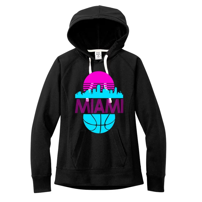 Miami Florida Neon Retro Logo Women's Fleece Hoodie