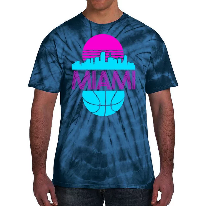 Miami Florida Neon Retro Logo Tie-Dye T-Shirt