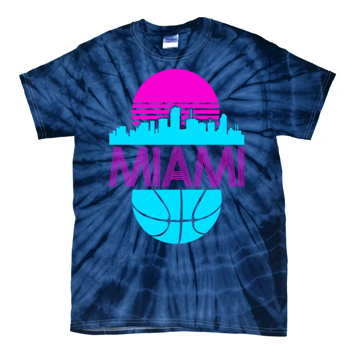 Miami Florida Neon Retro Logo Tie-Dye T-Shirt