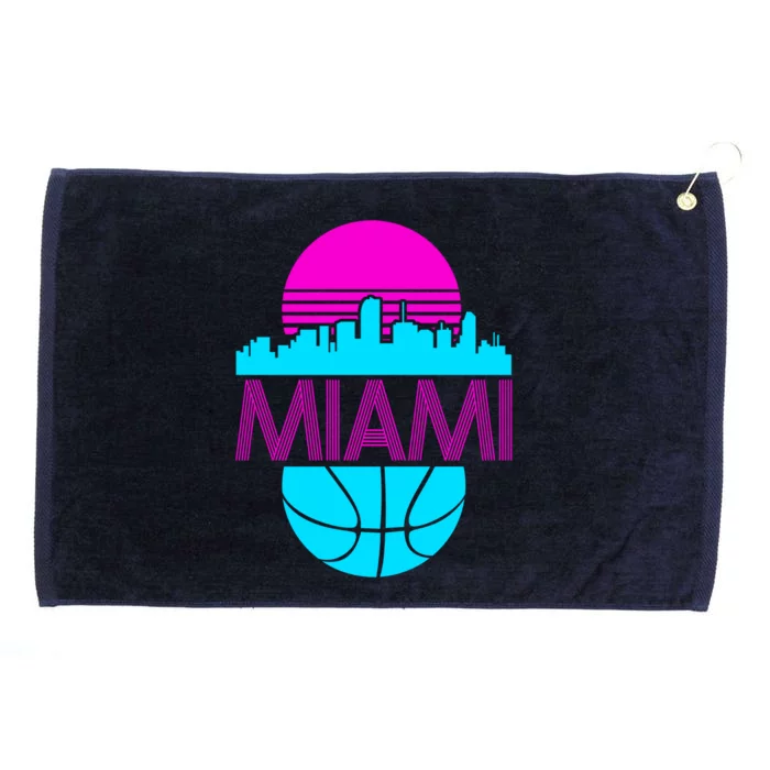 Miami Florida Neon Retro Logo Grommeted Golf Towel