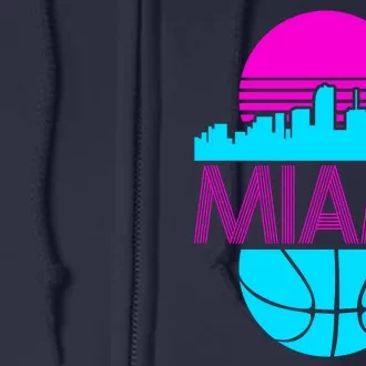 Miami Florida Neon Retro Logo Full Zip Hoodie