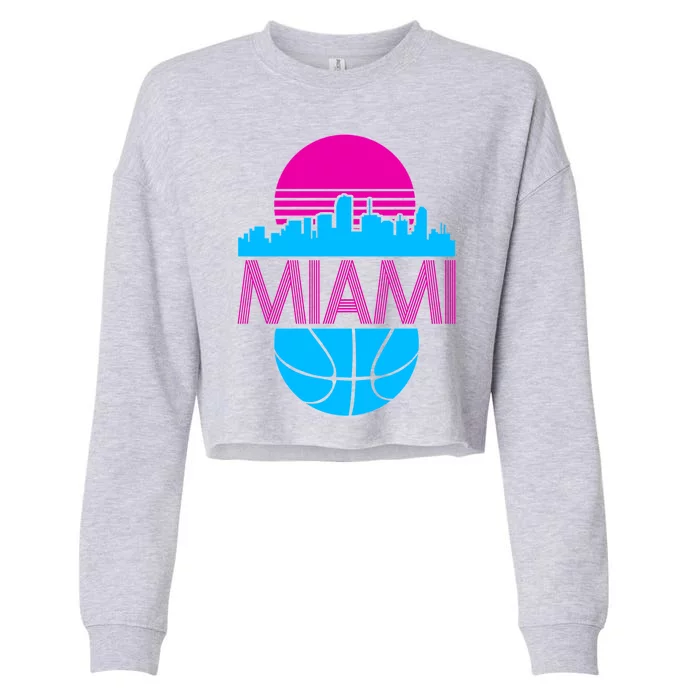 Miami Florida Neon Retro Logo Cropped Pullover Crew