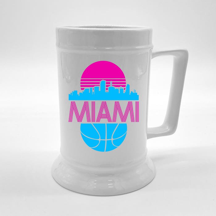 Miami Florida Neon Retro Logo Front & Back Beer Stein