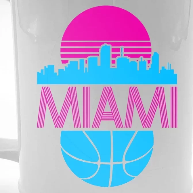 Miami Florida Neon Retro Logo Front & Back Beer Stein