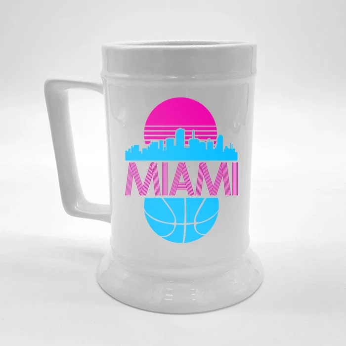 Miami Florida Neon Retro Logo Front & Back Beer Stein