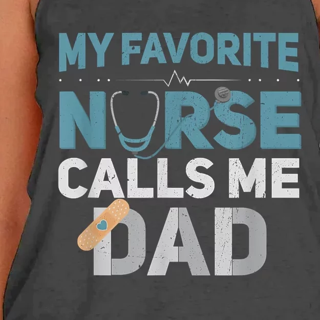 My Favorite Nurse Calls Me Dad Funny Fathers Women's Knotted Racerback Tank