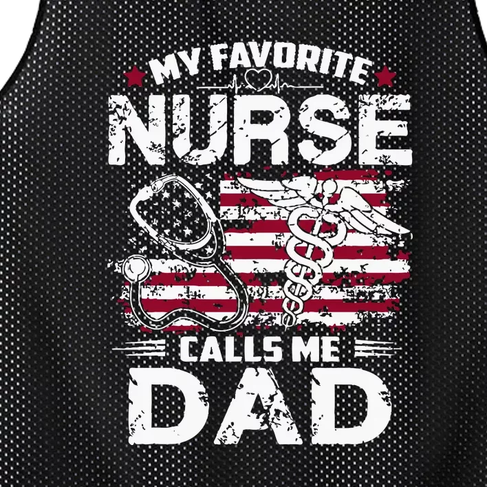 My Favorite Nurse Calls Me Dad Fathers Day Gift Mesh Reversible Basketball Jersey Tank