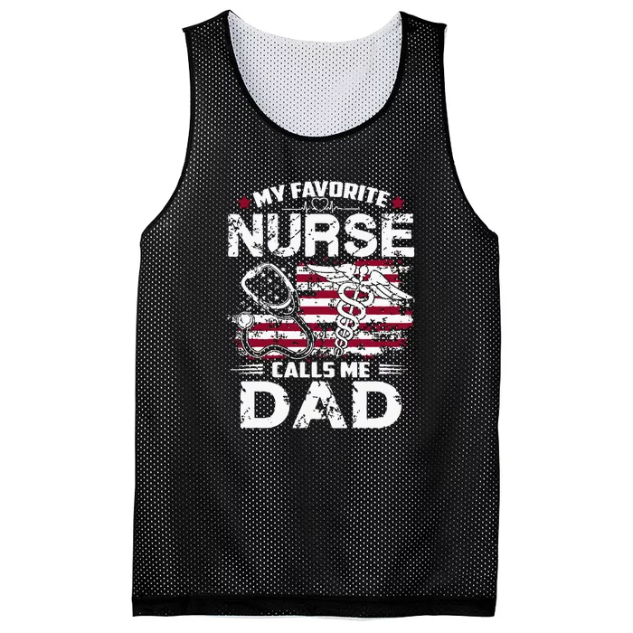 My Favorite Nurse Calls Me Dad Fathers Day Gift Mesh Reversible Basketball Jersey Tank