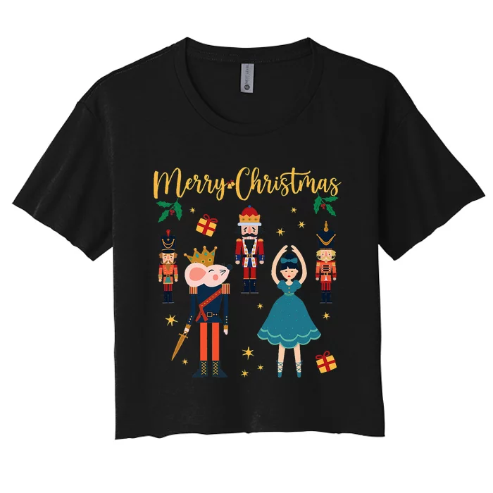 Matching Family Nutcracker Ballet Pajama Christmas Clara Women's Crop Top Tee