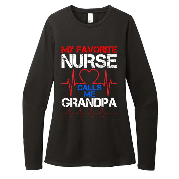 My Favorite Nurse Calls Me Grandpa Vintage Nurse Grandpa Gift Womens CVC Long Sleeve Shirt