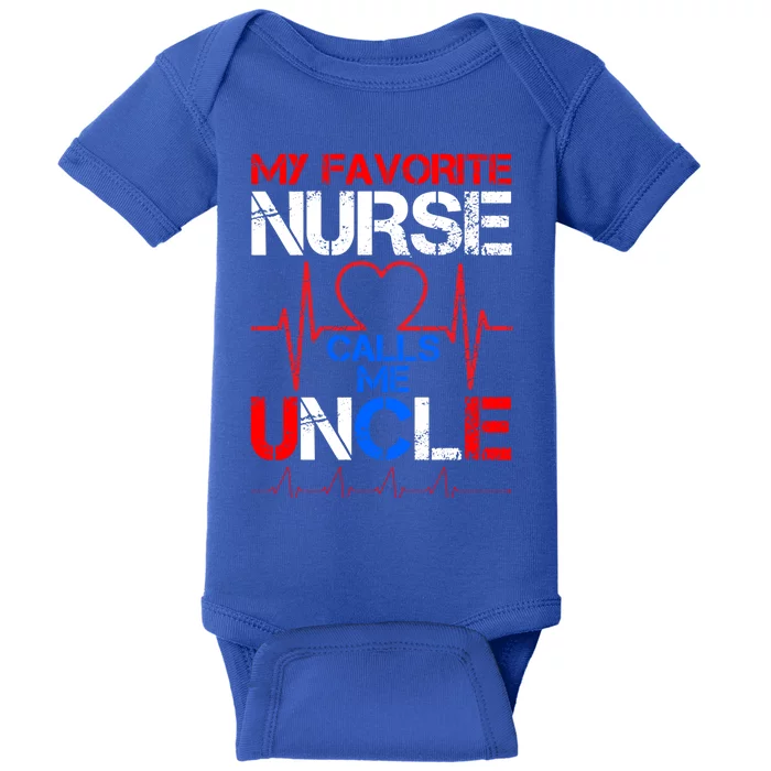 My Favorite Nurse Calls Me Uncle Cool Vintage Nurse Uncle Gift Baby Bodysuit