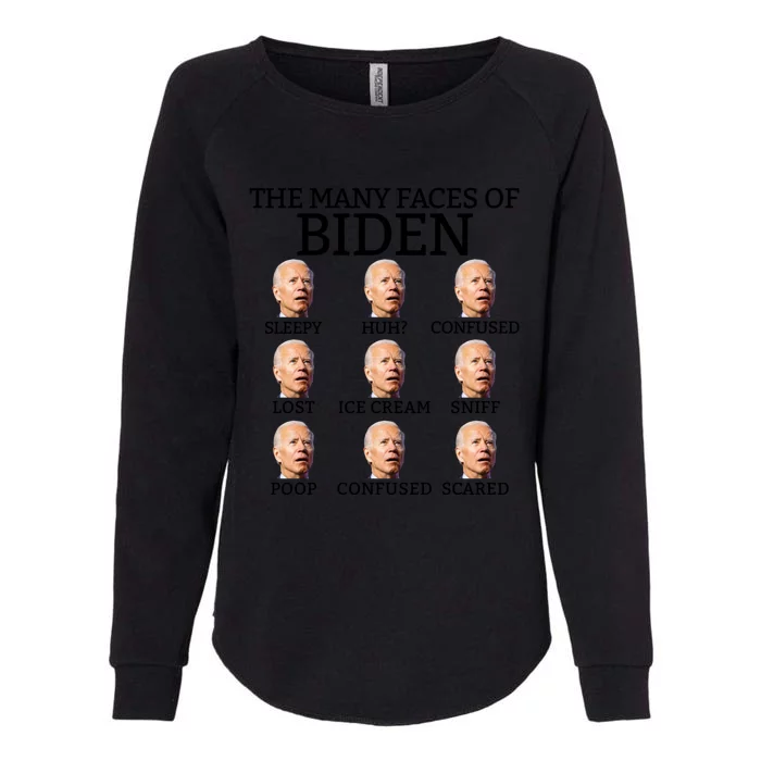 Many Faces Of Biden Anti Biden Hate Biden Confused Biden Womens California Wash Sweatshirt