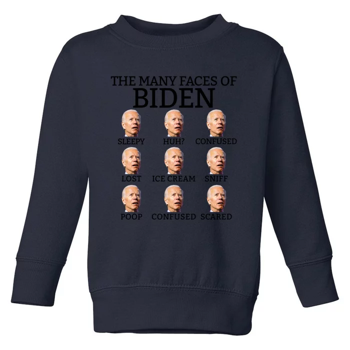 Many Faces Of Biden Anti Biden Hate Biden Confused Biden Toddler Sweatshirt