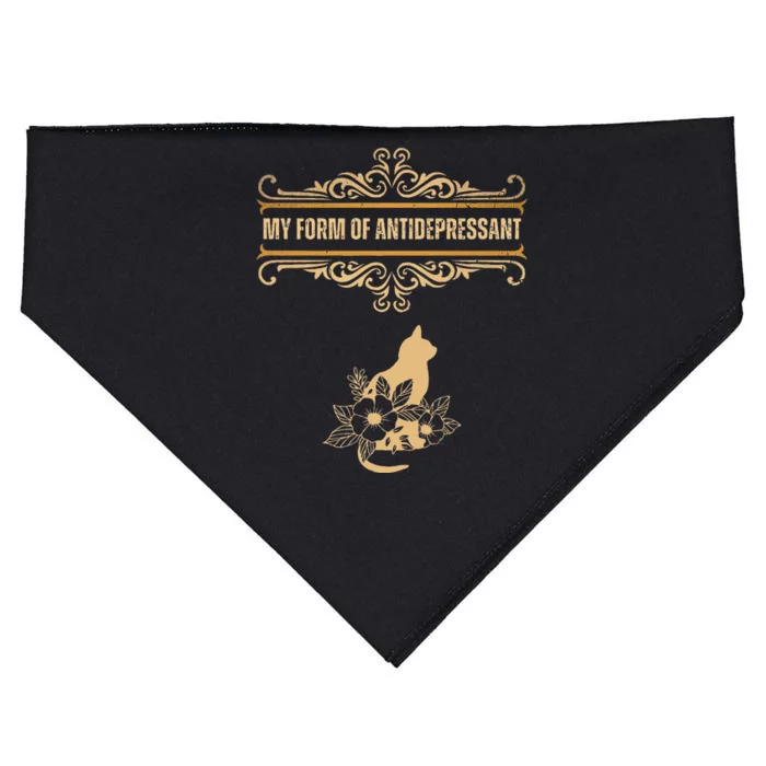 My Form Of Antidepressant Cute Cat Kitten Serotonin USA-Made Doggie Bandana