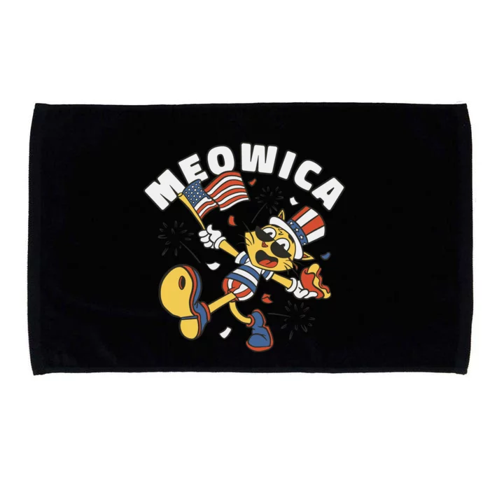 Meowica Fourth Of July Funny Cat Microfiber Hand Towel