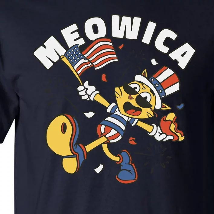 Meowica Fourth Of July Funny Cat Tall T-Shirt