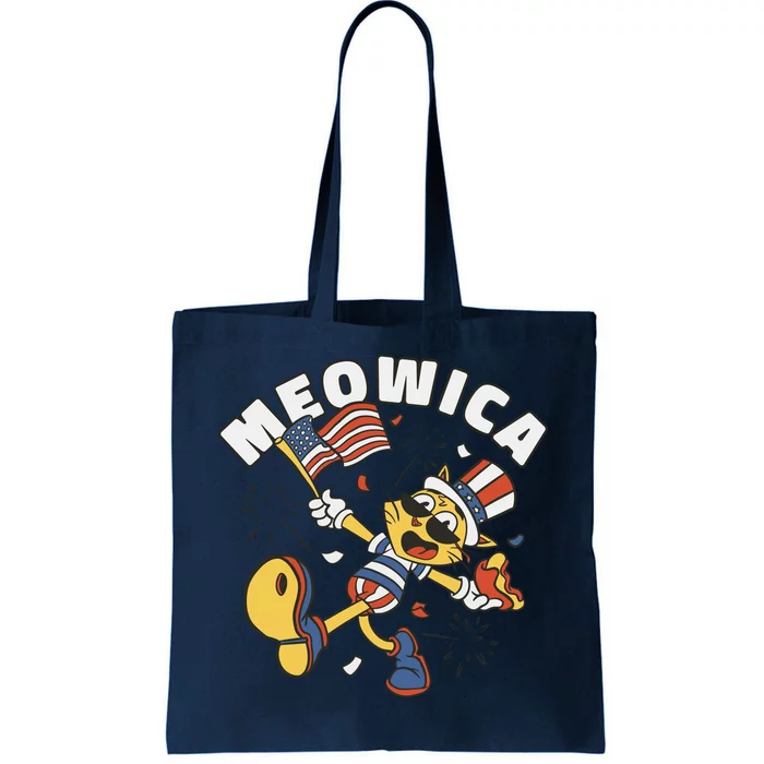 Meowica Fourth Of July Funny Cat Tote Bag