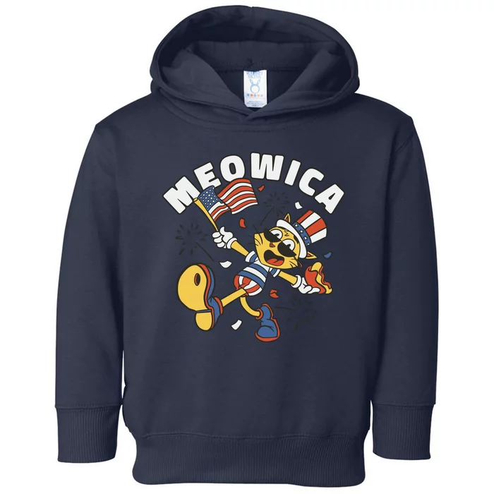 Meowica Fourth Of July Funny Cat Toddler Hoodie