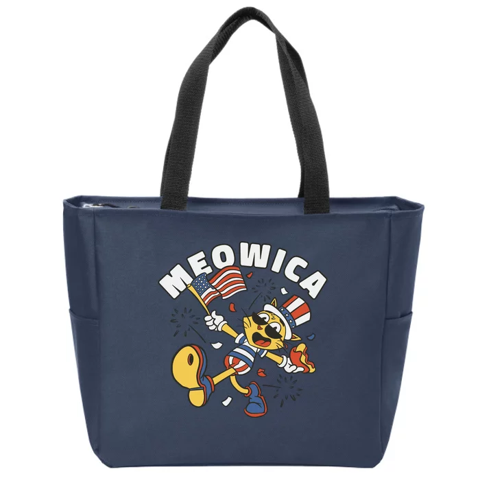 Meowica Fourth Of July Funny Cat Zip Tote Bag