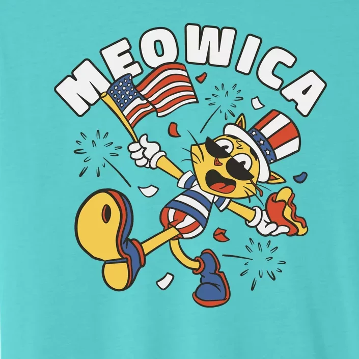 Meowica Fourth Of July Funny Cat ChromaSoft Performance T-Shirt