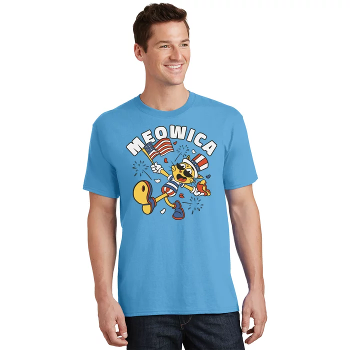 Meowica Fourth Of July Funny Cat T-Shirt