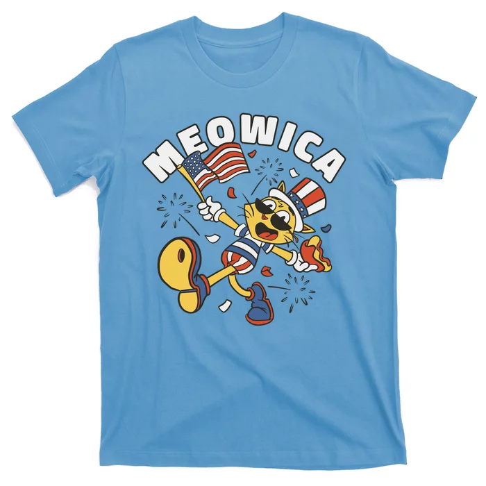 Meowica Fourth Of July Funny Cat T-Shirt