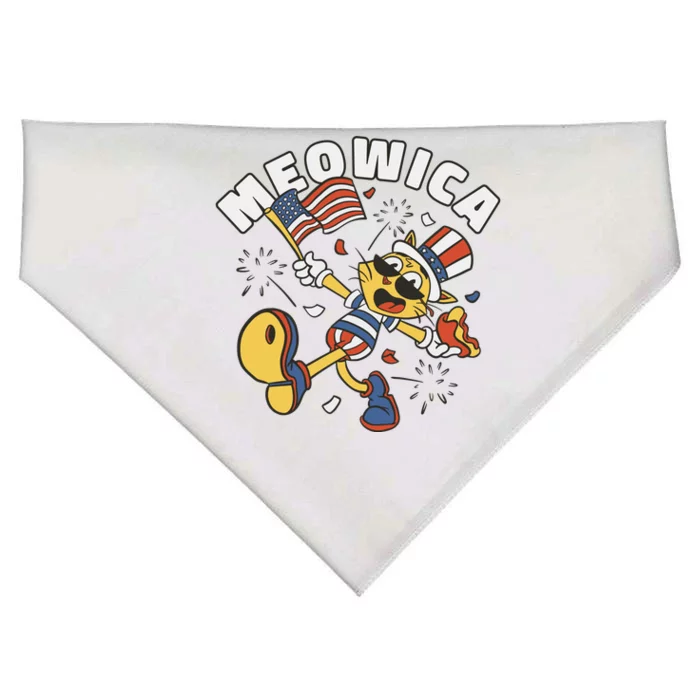 Meowica Fourth Of July Funny Cat USA-Made Doggie Bandana