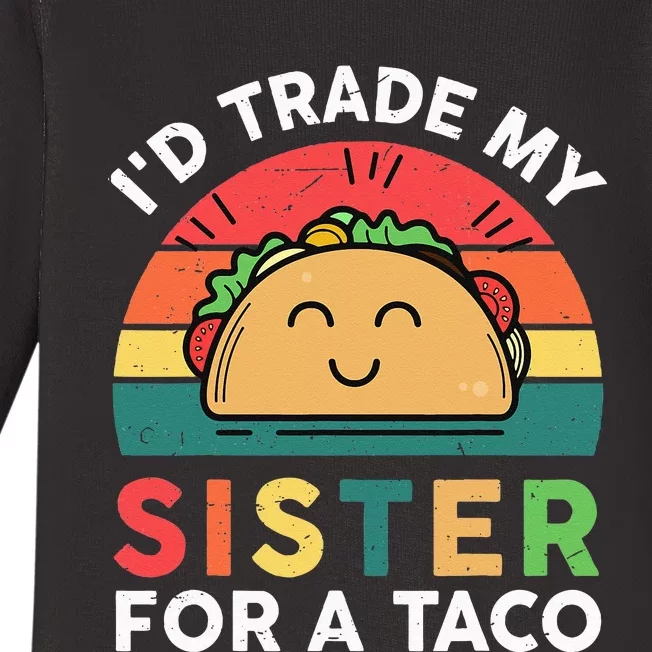 Mexican Fiesta Outfit Funny Taco Tuesday Little Sister Baby Long Sleeve Bodysuit