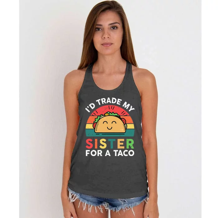 Mexican Fiesta Outfit Funny Taco Tuesday Little Sister Women's Knotted Racerback Tank