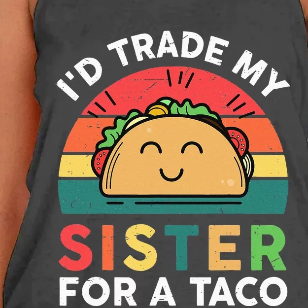 Mexican Fiesta Outfit Funny Taco Tuesday Little Sister Women's Knotted Racerback Tank