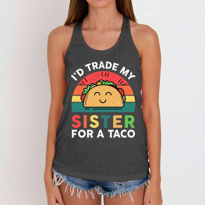 Mexican Fiesta Outfit Funny Taco Tuesday Little Sister Women's Knotted Racerback Tank