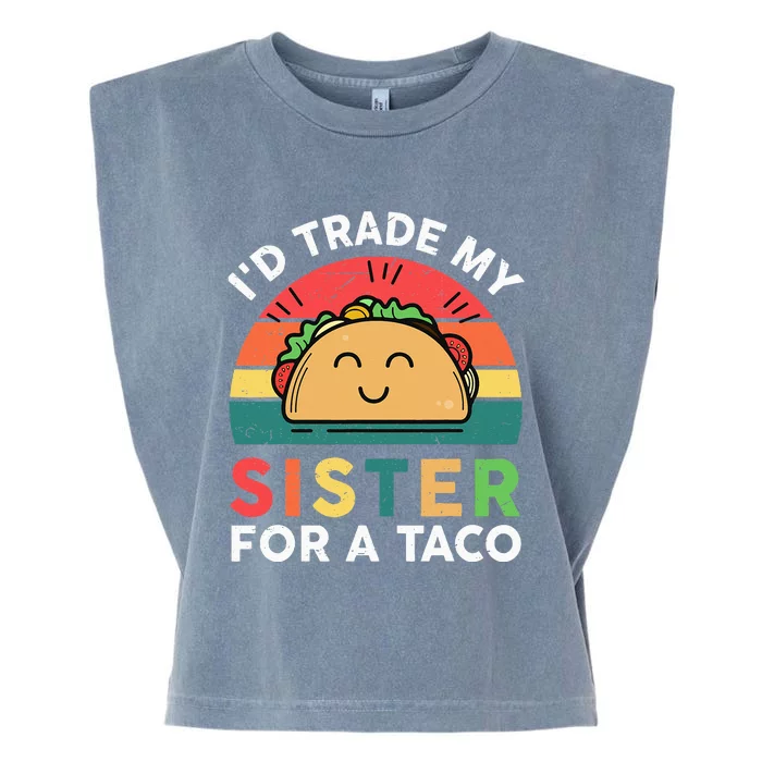 Mexican Fiesta Outfit Funny Taco Tuesday Little Sister Garment-Dyed Women's Muscle Tee