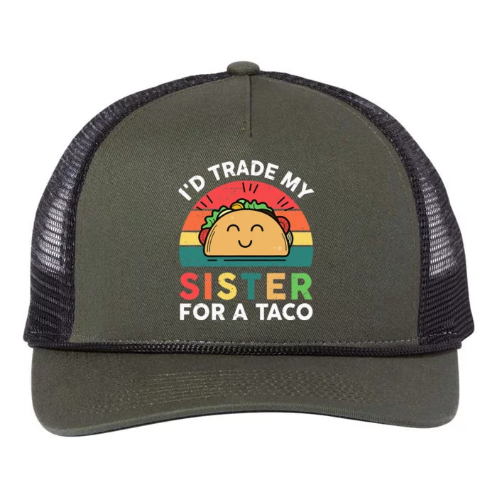 Mexican Fiesta Outfit Funny Taco Tuesday Little Sister Retro Rope Trucker Hat Cap