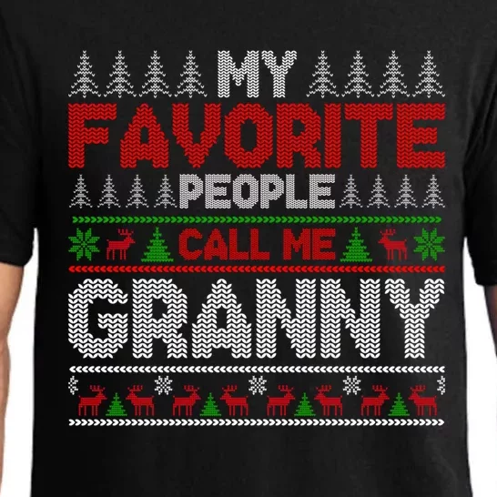 My Favorite People Call Me Granny Ugly Xmas Holiday Party Gift Pajama Set