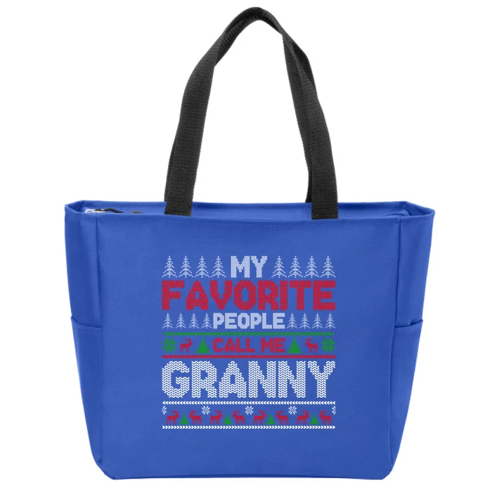 My Favorite People Call Me Granny Ugly Xmas Holiday Party Gift Zip Tote Bag