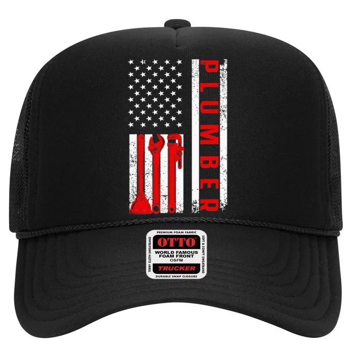 Mechanic Flag Patriotic Mechanic USA Flag High Crown Mesh Trucker Hat