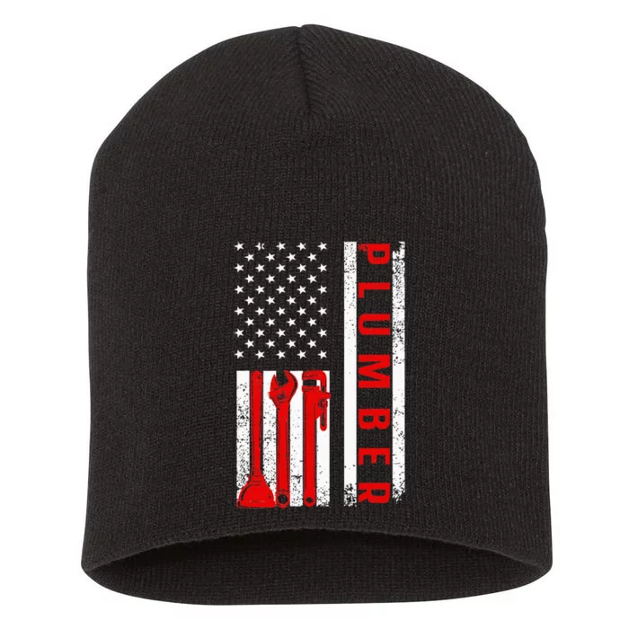 Mechanic Flag Patriotic Mechanic USA Flag Short Acrylic Beanie