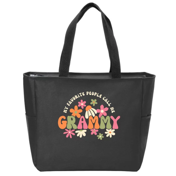 My Favorite People Call Me Grammy Groovy Gift For Grandma Zip Tote Bag