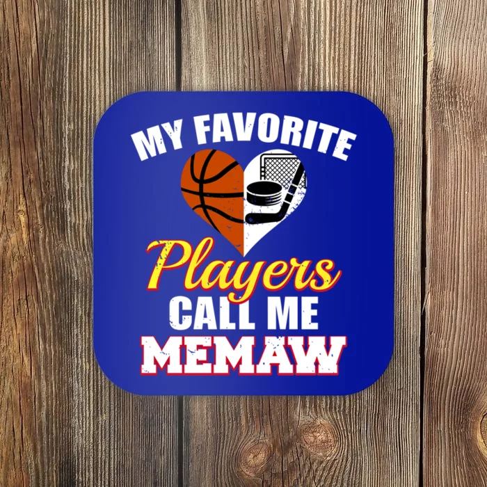 My Favorite Players Call Me Memaw Basketball Hockey Memaw Gift Coaster