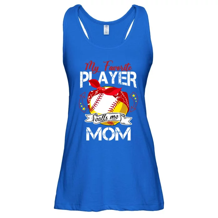 My Favorite Player Calls Me Mom Cute Baseball Softball Gift Ladies Essential Flowy Tank