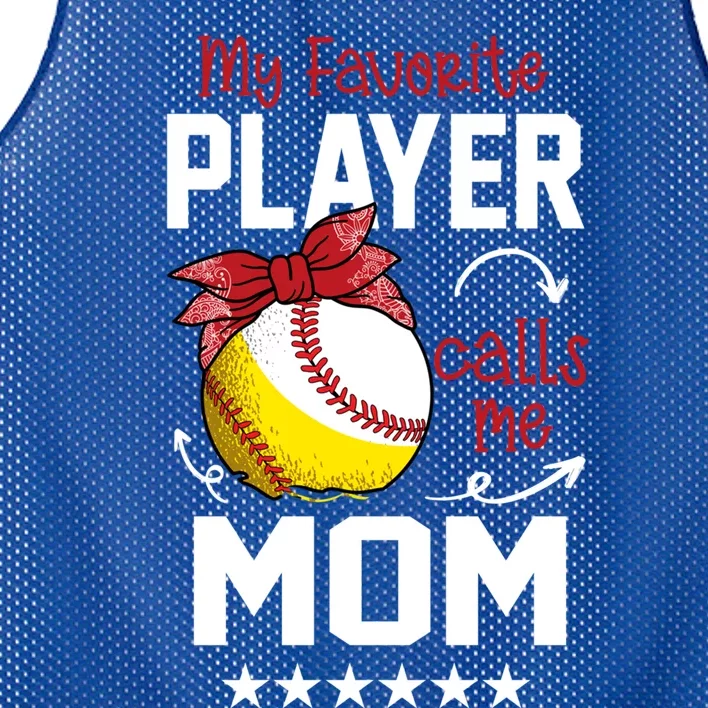 My Favorite Player Calls Me Mom Funny Baseball Softball Gift Mesh Reversible Basketball Jersey Tank